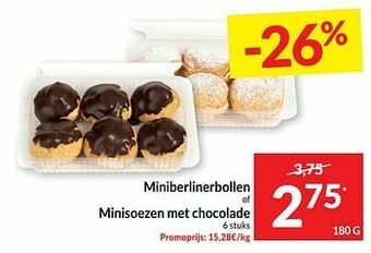 Intermarché Miniberlinerbollen of minisoezen met chocolade aanbieding