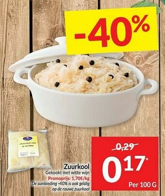 Intermarché Zuurkool gekookt met witte wijn aanbieding