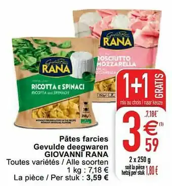 Cora Pâtes farcies gevulde deegwaren giovanni rana aanbieding