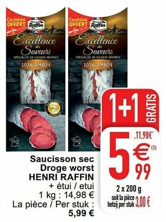 Cora Saucisson sec droge worst henri raffin aanbieding