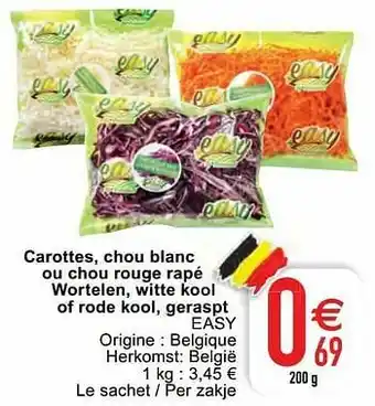 Cora Carottes chou blanc ou chou rouge rapé wortelen witte kool of rode kool geraspt easy aanbieding