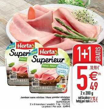 Cora Jambon sans nitrites - ham zonder nitrieten herta superieur aanbieding
