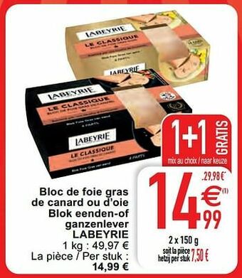 Cora Bloc de foie gras de canard ou d’oie blok eenden-of ganzenlever labeyrie aanbieding