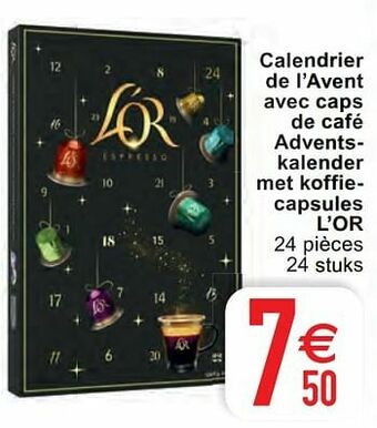 Cora Calendrier de l’avent avec caps de café adventskalender met koffiecapsules l’or aanbieding