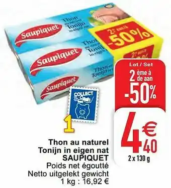 Cora Thon au naturel tonijn in eigen nat saupiquet aanbieding