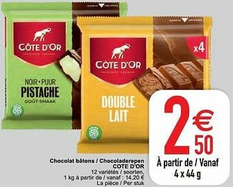 Cora Chocolat bâtons - chocoladerepen cote d’or aanbieding