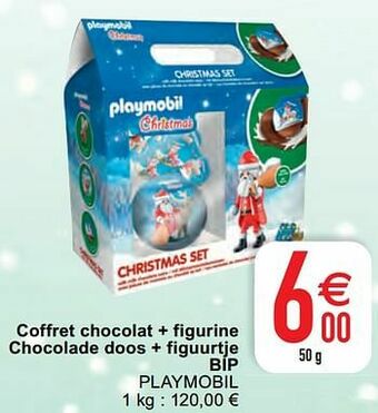 Coffret chocolat + figurine chocolade doos + figuurtje bip playmobil