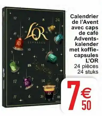 Cora Calendrier de l’avent avec caps de café adventskalender met koffiecapsules l’or aanbieding