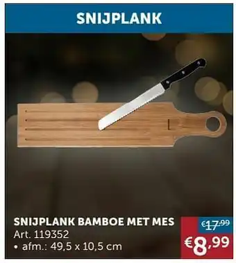 Zelfbouwmarkt Snijplank bamboe met mes aanbieding