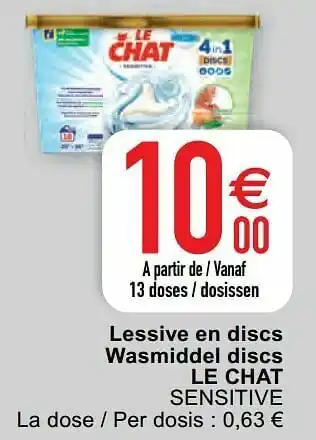 Cora Lessive en discs wasmiddel discs le chat sensitive aanbieding