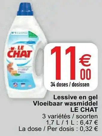 Cora Lessive en gel vloeibaar wasmiddel le chat aanbieding