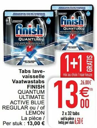 Cora Tabs lavevaisselle vaatwastabs finish quantum ultimate active blue regular ou - of lemon aanbieding