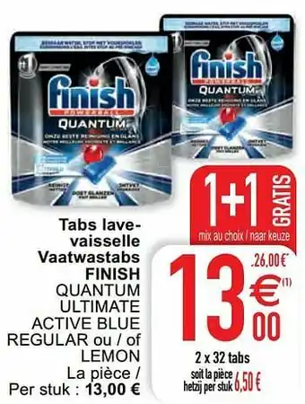 Cora Tabs lavevaisselle vaatwastabs finish quantum ultimate active blue regular ou - of lemon aanbieding