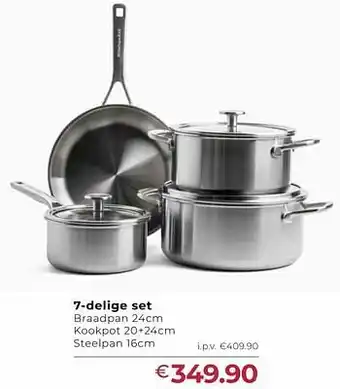 Freetime 7-delige set braadpan + kookpot + steelpan aanbieding