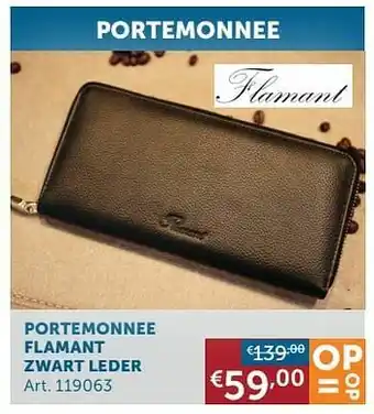 Portemonnee flamant zwart leder