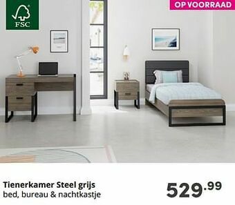 Baby & Tiener Tienerkamer steel grijs aanbieding