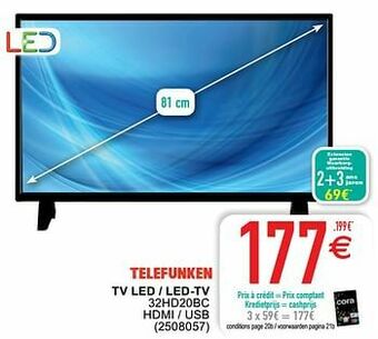 Cora Telefunken tv led - led-tv 32hd20bc aanbieding