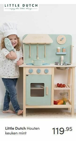 Baby & Tiener Little dutch houten keuken mint aanbieding