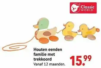 Houten eenden familie met trekkoord