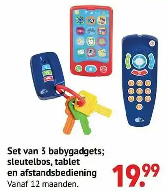 Freetime Set van 3 babygadgets; sleutelbos, tablet en afstandsbediening aanbieding