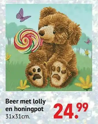 Beer met lolly en honingpot