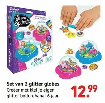 Freetime Set van 2 glitter globes aanbieding