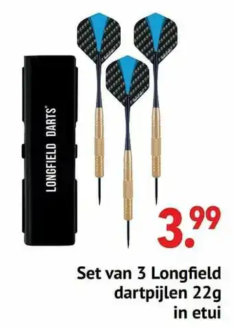 Freetime Set van 3 longfield dartpijlen in etui aanbieding