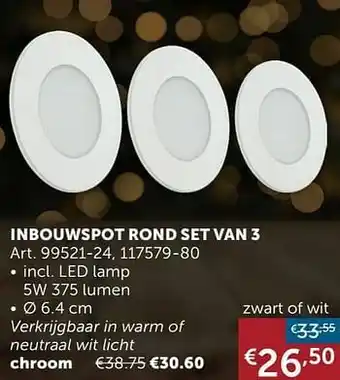 Zelfbouwmarkt Inbouwspot rond set van 3 wit aanbieding