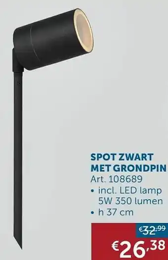 Spot zwart met grondpin