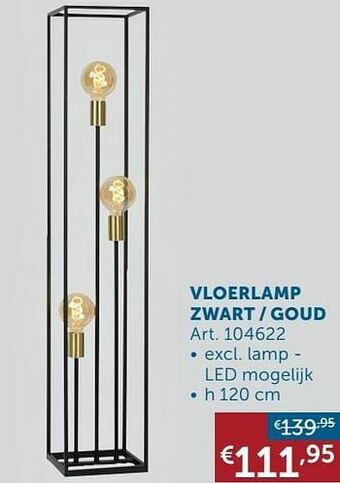 Zelfbouwmarkt Vloerlamp zwart - goud aanbieding