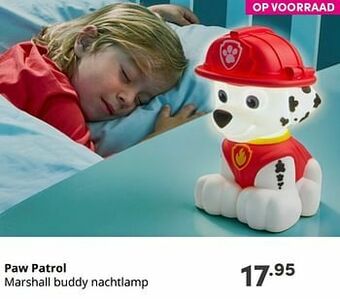 Baby & Tiener Paw patrol marshall buddy nachtlamp aanbieding