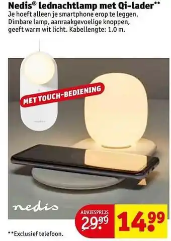 Kruidvat Nedis lednachtlamp met qi-lader aanbieding