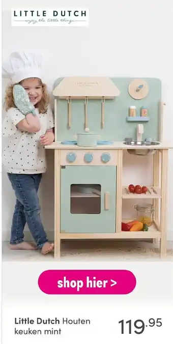 Baby & Tiener Little Dutch Houten keuken mint aanbieding