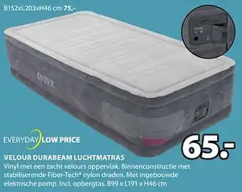 Jysk Velour durabeam luchtmatras B99xL191xH46 cm aanbieding