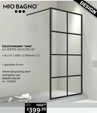Zelfbouwmarkt Douchewand uma aanbieding