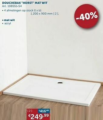 Zelfbouwmarkt Douchebak horst mat wit aanbieding