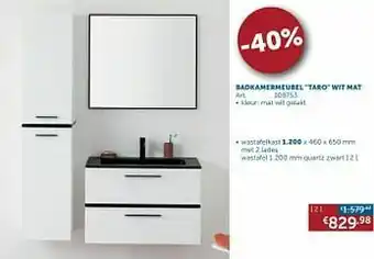 Zelfbouwmarkt Badkamermeubel taro wit mat wastafelkast aanbieding