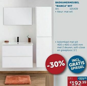 Zelfbouwmarkt Badkamermeubel dion kolomkast met 2 deuren, soft-close en greeploos aanbieding