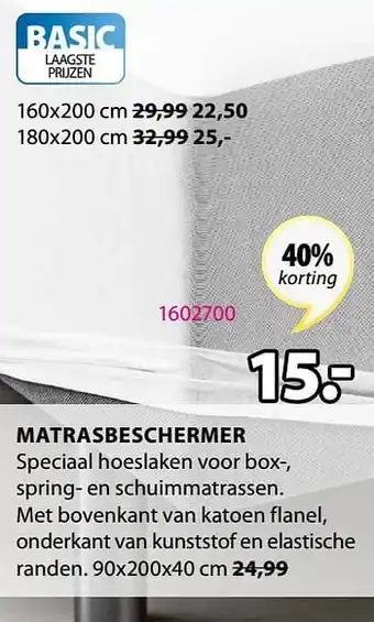 Jysk Matrasbeschermer 90x200x40cm aanbieding