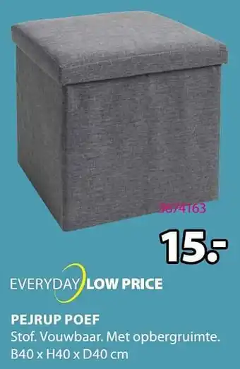 Jysk Pejrup poef B40xH40xF40 cm aanbieding