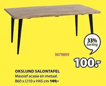 Okslund salontafel B60xL110xH45 cm