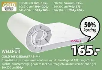 Jysk Gold t65 dekmatras 80x200cm aanbieding