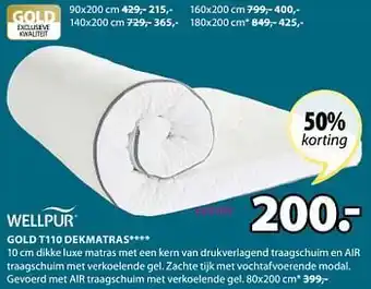 Gold t110 dekmatras 80x200cm