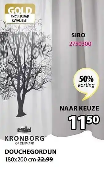 Jysk Douchegordijn sibo 180x200cm aanbieding