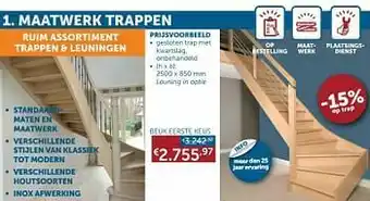 Zelfbouwmarkt Gesloten trap met kwartslag, onbehandeld beuk eerste keus aanbieding