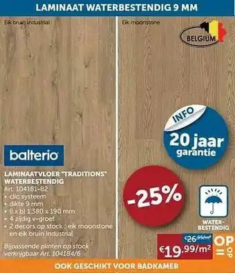 Zelfbouwmarkt Laminaatvloer traditions waterbestendig dikte 9 mm aanbieding