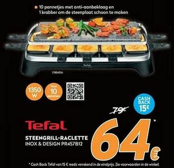 Krëfel Tefal steengrill-raclette inox + design pr457b12 aanbieding