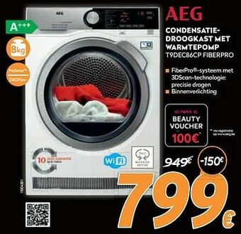 Aeg condensatiedroogkast met warmtepomp t9dec86cp fiberpro