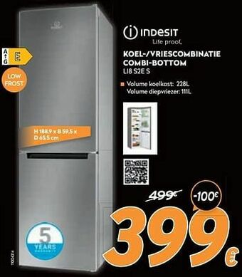 Krëfel Indesit koel--vriescombinatie combi-bottom li8 s2e s aanbieding