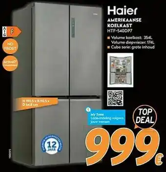 Krëfel Haier amerikaanse volume diepvriezer: 214l koelkast htf-540dp7 aanbieding